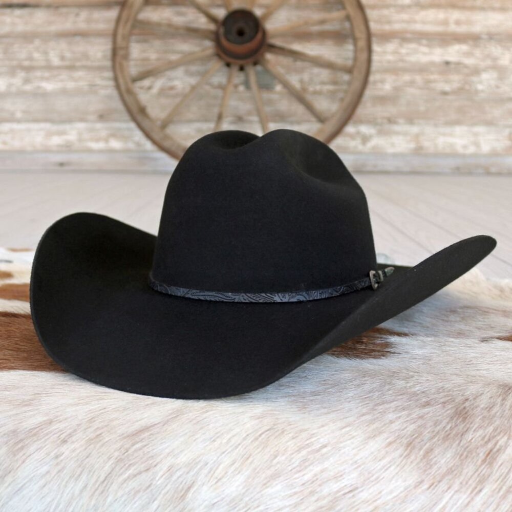 Stetson Red Rocks 3X Black Felt Cowboy Hat 7 5/8 - Picture 2 of 7